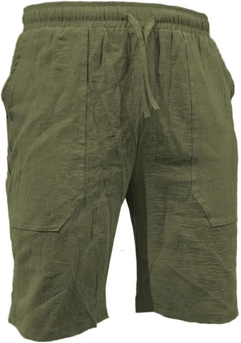 LCMTWX Mens Casual Shorts Lightweight Loose 3/4 Shorts Drawstring Elastic Waist Baggy Wide Leg Casual Beach Yoga Trousers