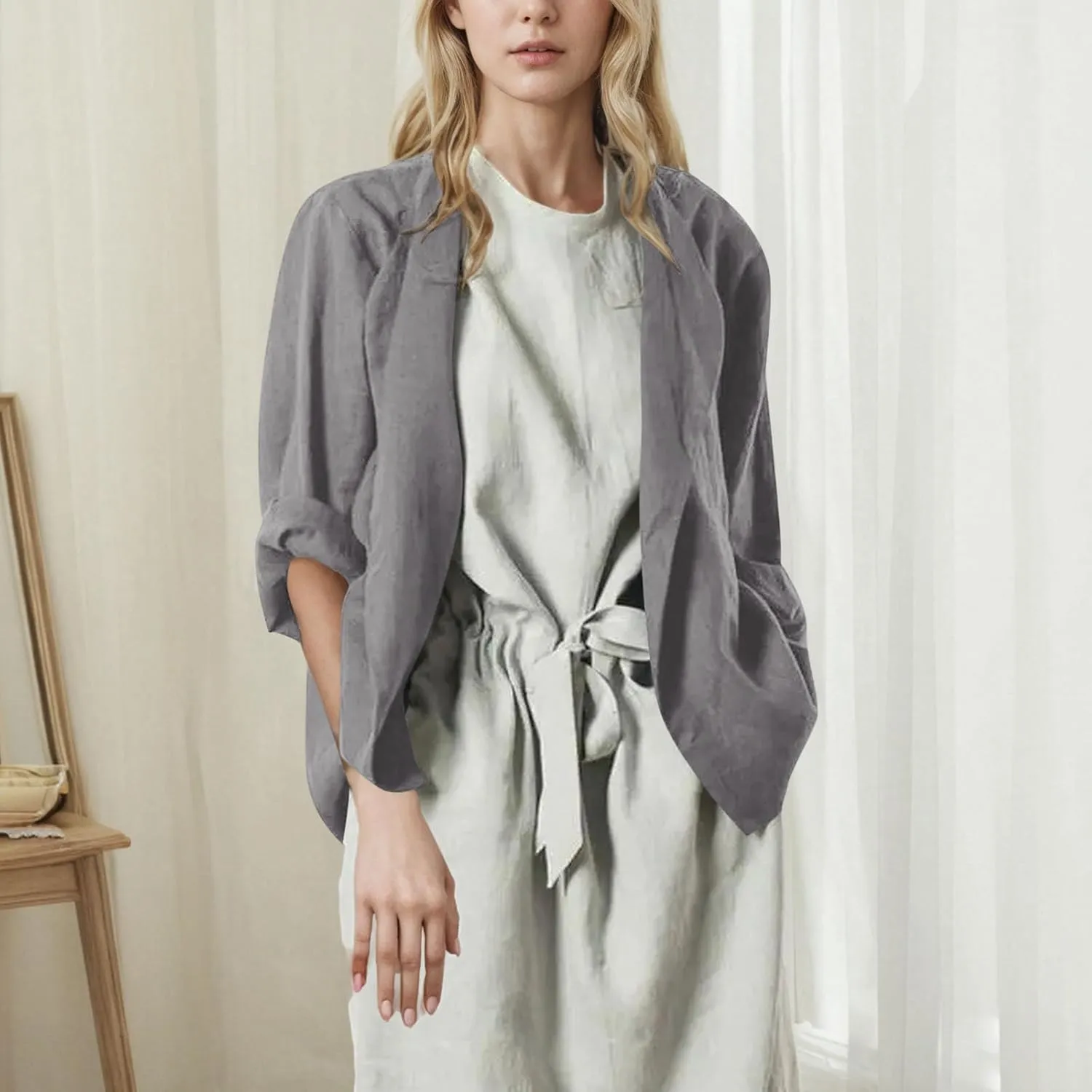 Lightweight Cardigans for Women Loose Long Sleeve Linen Tops 2025 Short Casual Kimonos Summer Spring Loungewear