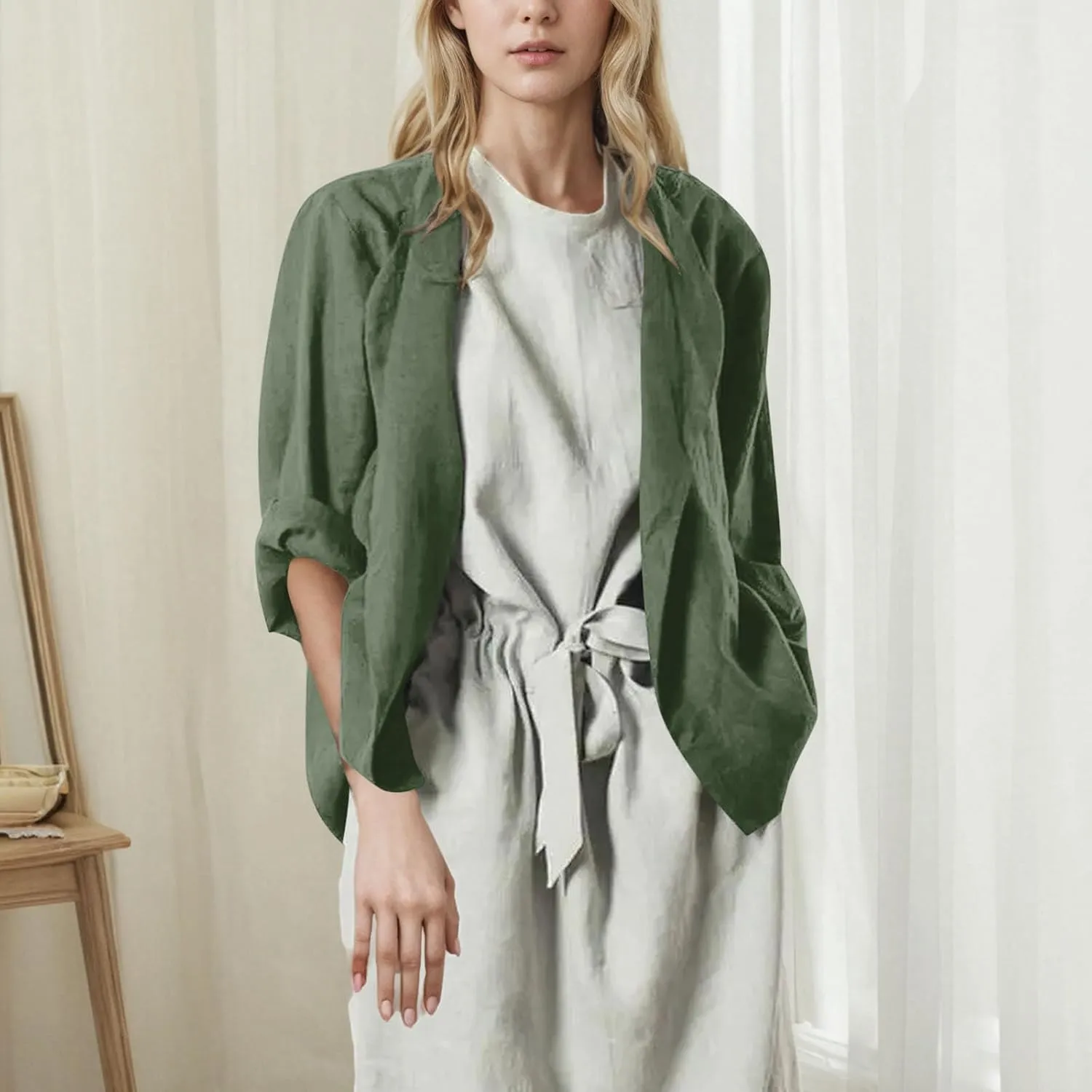 Lightweight Cardigans for Women Loose Long Sleeve Linen Tops 2025 Short Casual Kimonos Summer Spring Loungewear