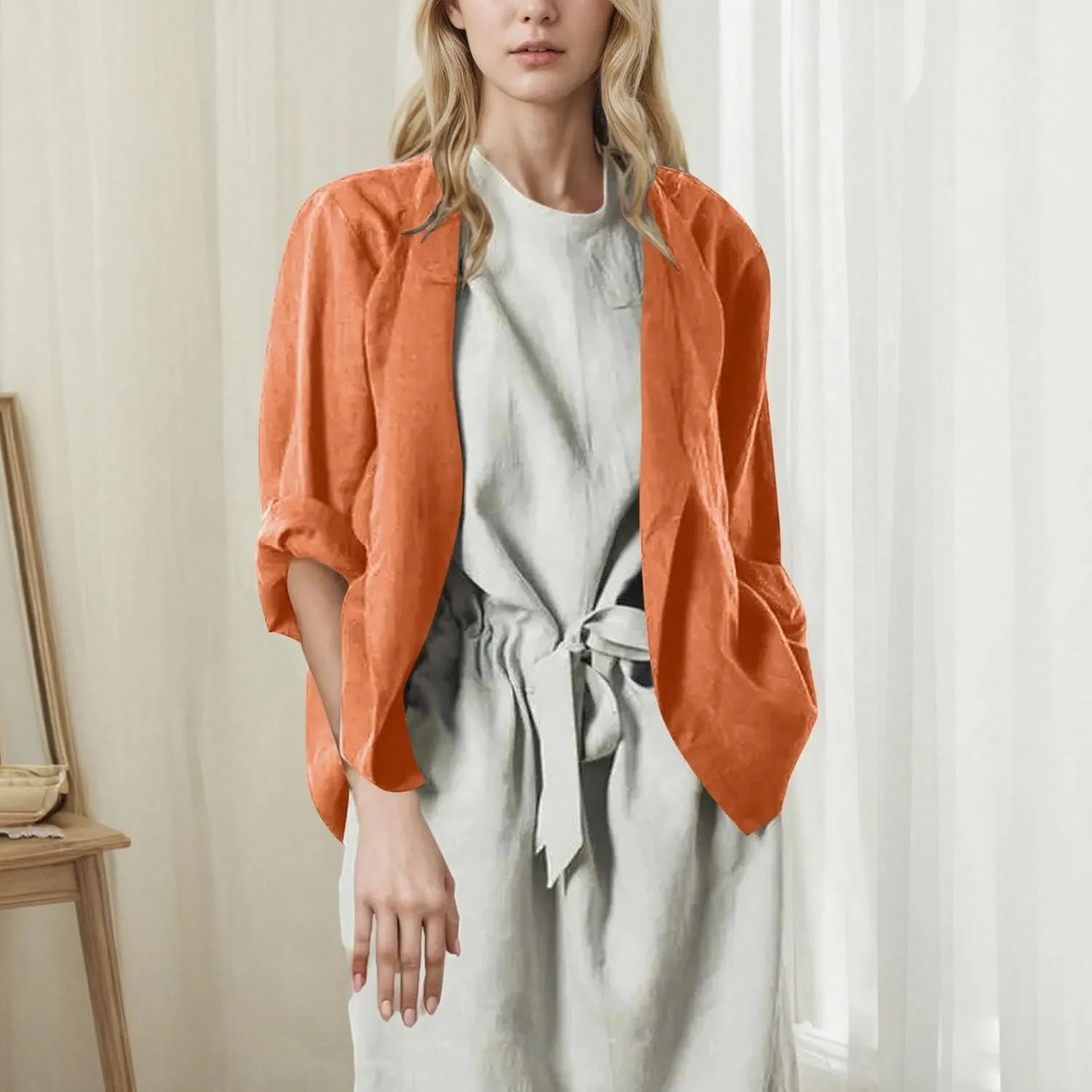 Lightweight Cardigans for Women Loose Long Sleeve Linen Tops 2025 Short Casual Kimonos Summer Spring Loungewear
