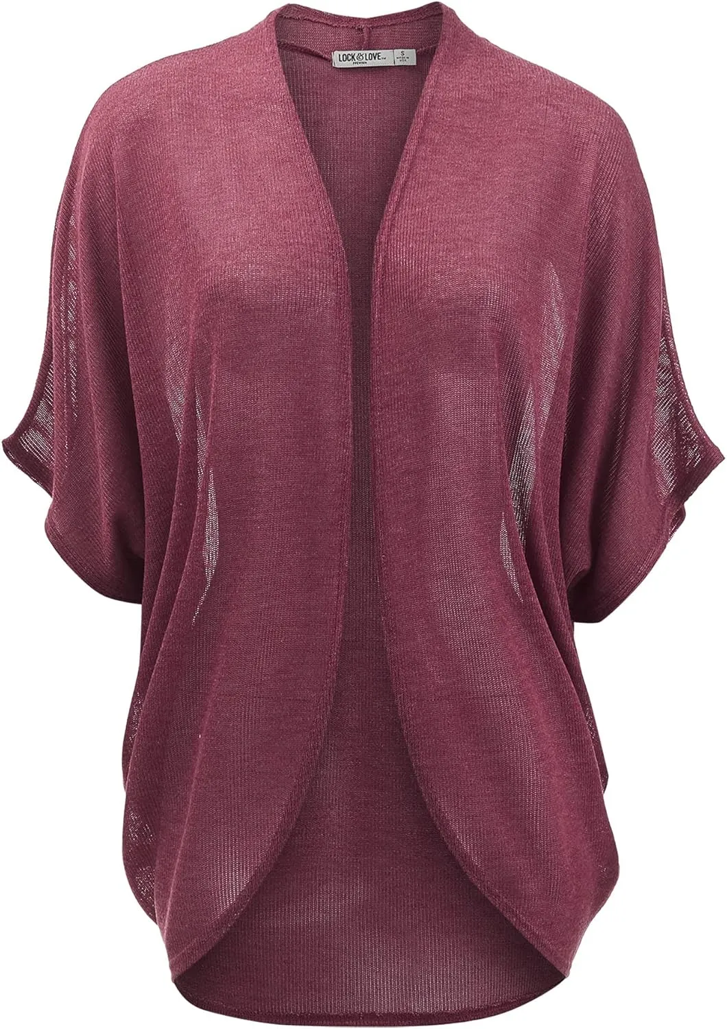 Lock and Love Kimono Style Women's Short Sleeve Open-Front Batwing Cardigan Loose fit