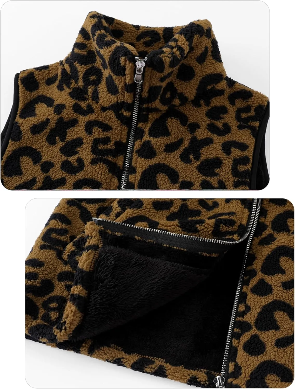 LOMON Womens Fuzzy Sherpa Fleece Jacket Lightweight Vest Cozy Sleeveless Cardigan Zipper Waistcoat Outerwear with Pocket