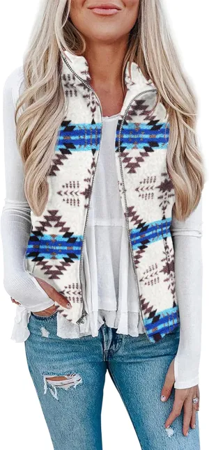 LOMON Womens Fuzzy Sherpa Fleece Jacket Lightweight Vest Cozy Sleeveless Cardigan Zipper Waistcoat Outerwear with Pocket