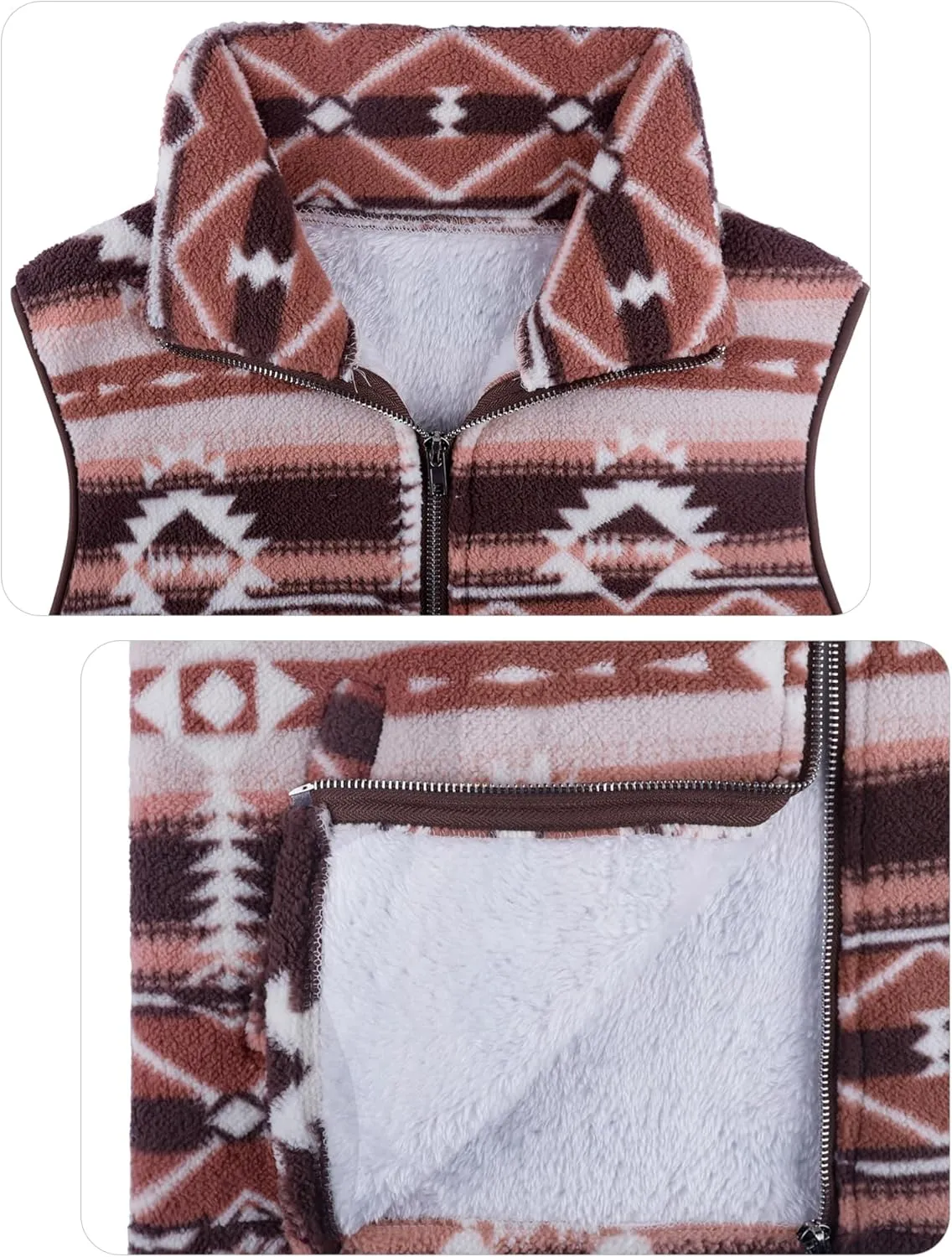 LOMON Womens Fuzzy Sherpa Fleece Jacket Lightweight Vest Cozy Sleeveless Cardigan Zipper Waistcoat Outerwear with Pocket