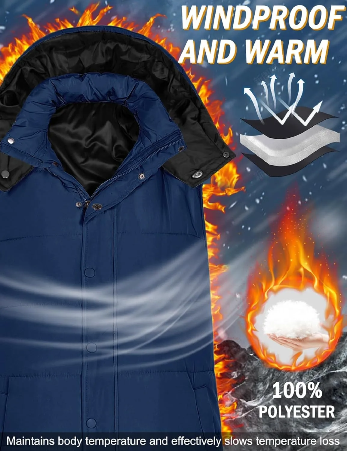 Long Puffer Vest Women With Hood Sleeveless Down Vest Warm Jacket Winter Coat With Pockets