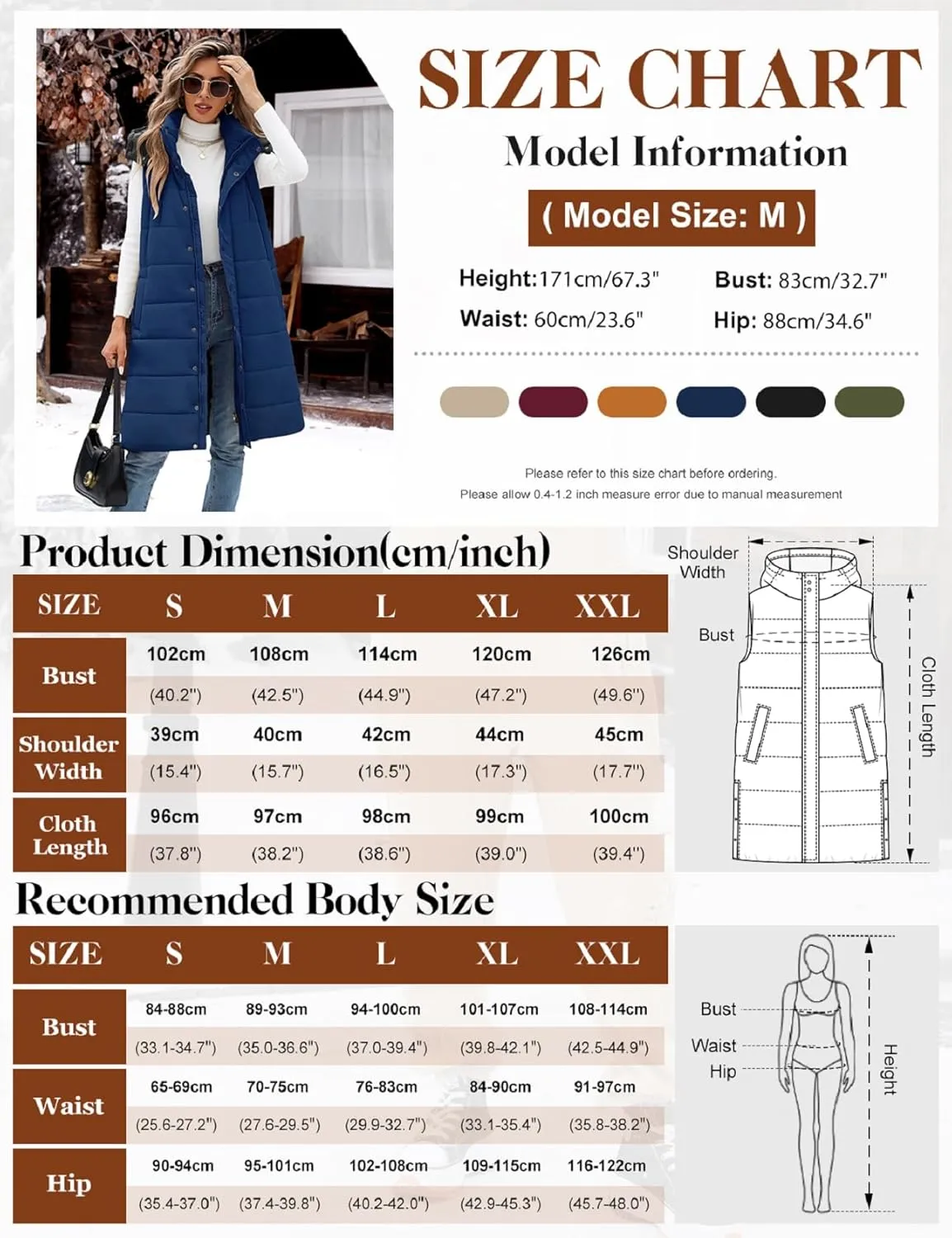 Long Puffer Vest Women With Hood Sleeveless Down Vest Warm Jacket Winter Coat With Pockets