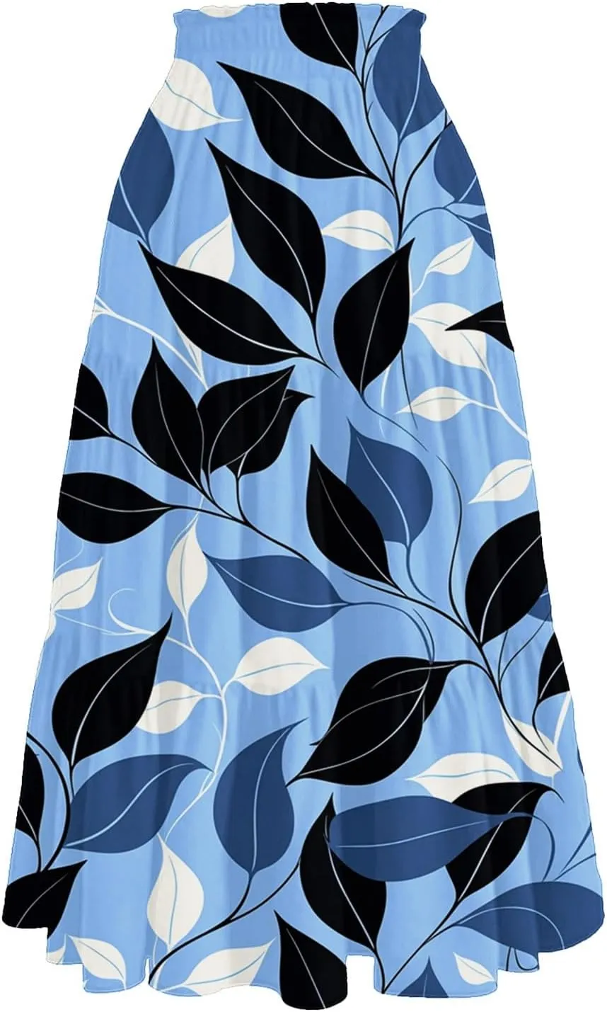 Long Skirts for Women Summer 2025 Boho Flowy High Waist A-Line Maxi Skirt