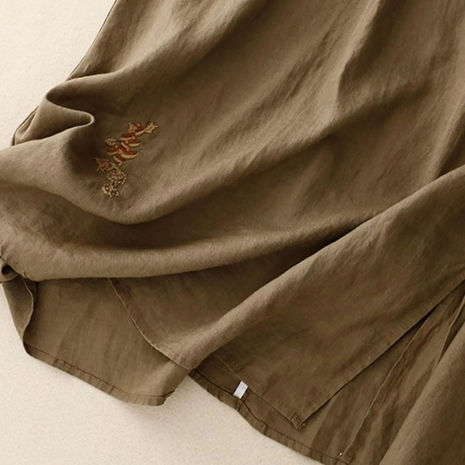 Long Skirts for Women Summer Casual Embroidered Floral Cotton Linen Skirt Dress Loose Fit Elastic Waist Maxi Skirts