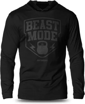 Long Sleeves Hooded Beast Mode Workout Shirt for Men Lightweight Gym T-Shirt