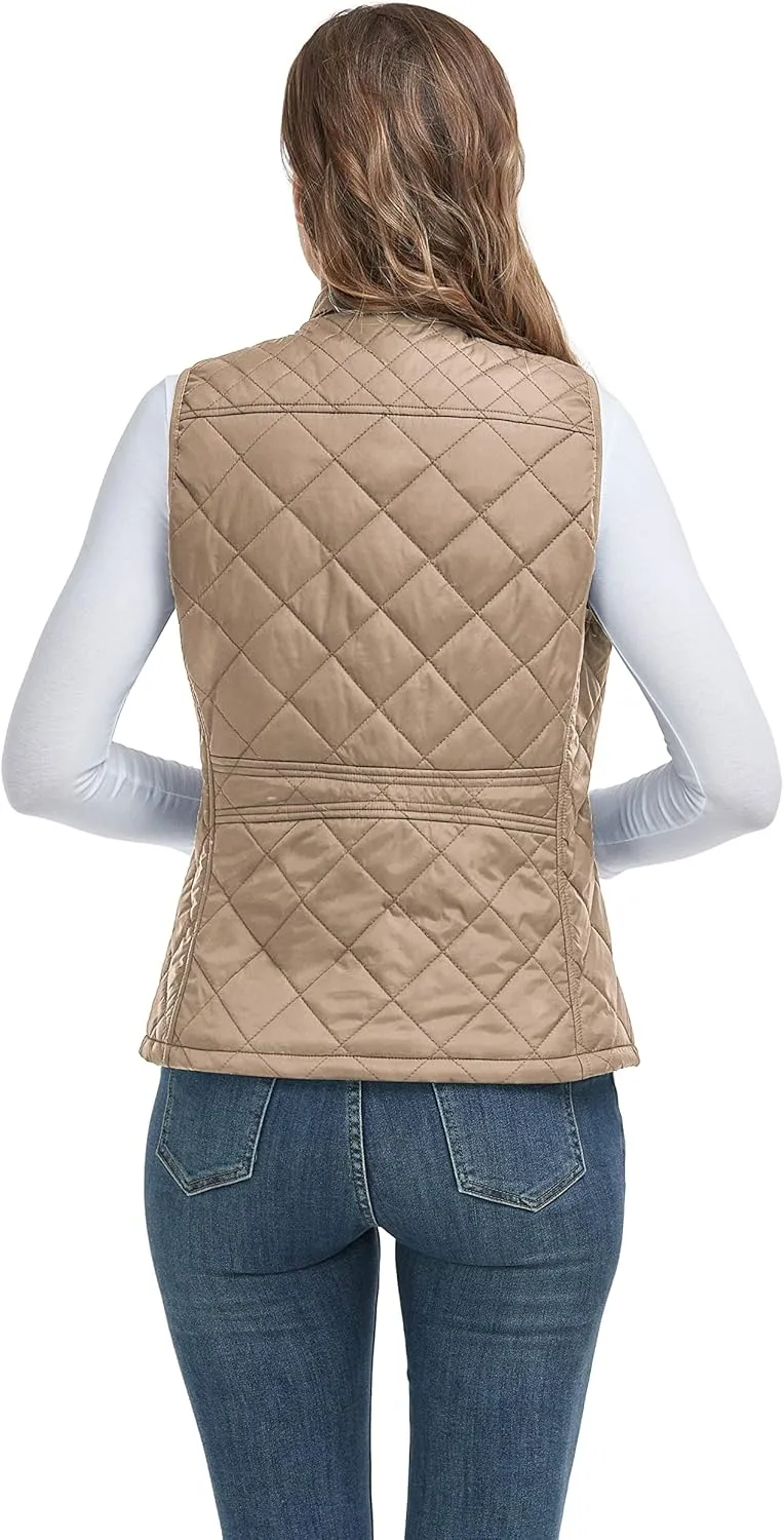 LONGKING 2025 Upgraded, Women's Outwear Vest With One Inner Pocket - Stand Collar Lightweight Zip Quilted Vest for Women