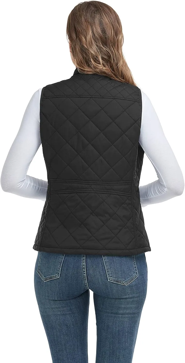 LONGKING 2025 Upgraded, Women's Outwear Vest With One Inner Pocket - Stand Collar Lightweight Zip Quilted Vest for Women
