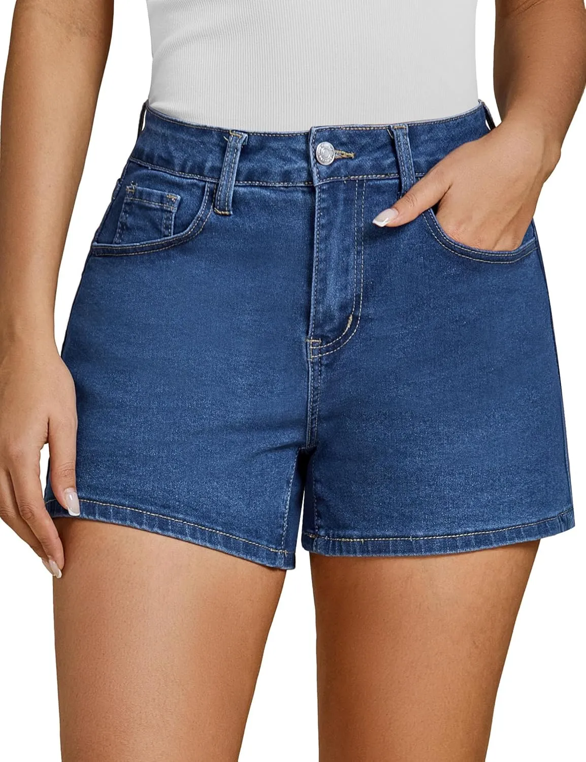 luvamia Jean Shorts for Women High Waisted Trendy Summer Casual Wide Leg Stretchy Denim Jorts Distressed Cut Off Shorts
