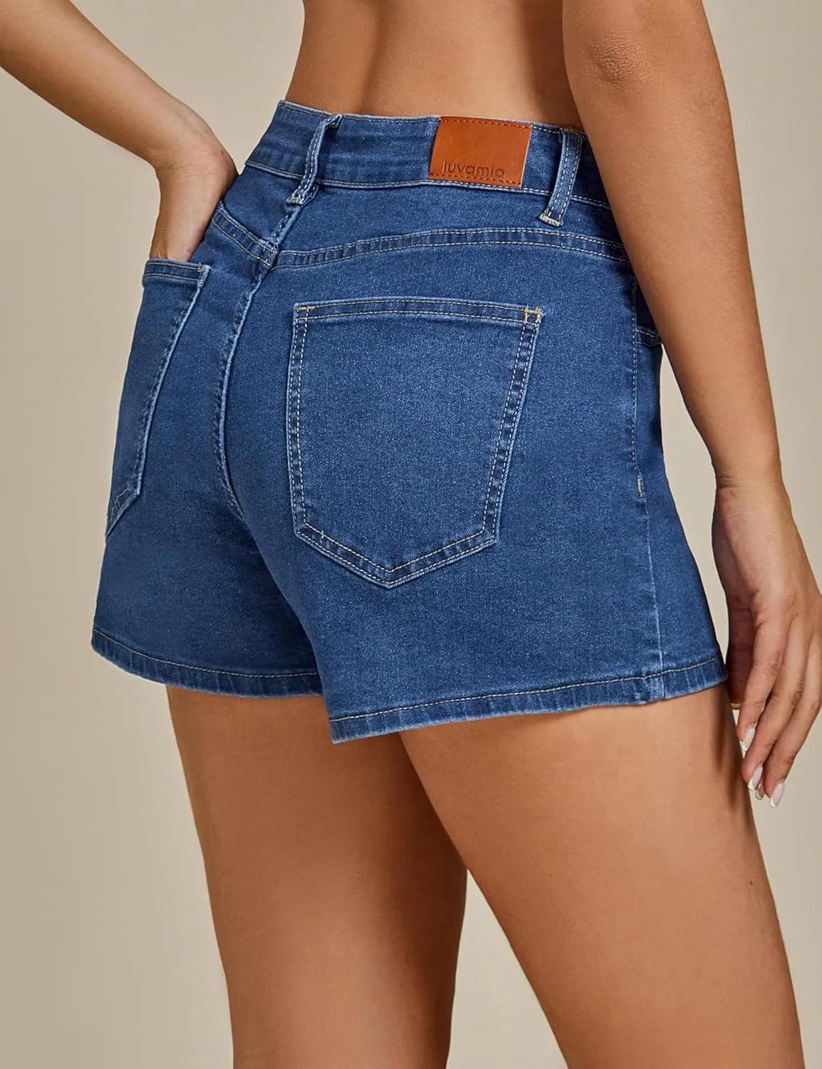 luvamia Jean Shorts for Women High Waisted Trendy Summer Casual Wide Leg Stretchy Denim Jorts Distressed Cut Off Shorts
