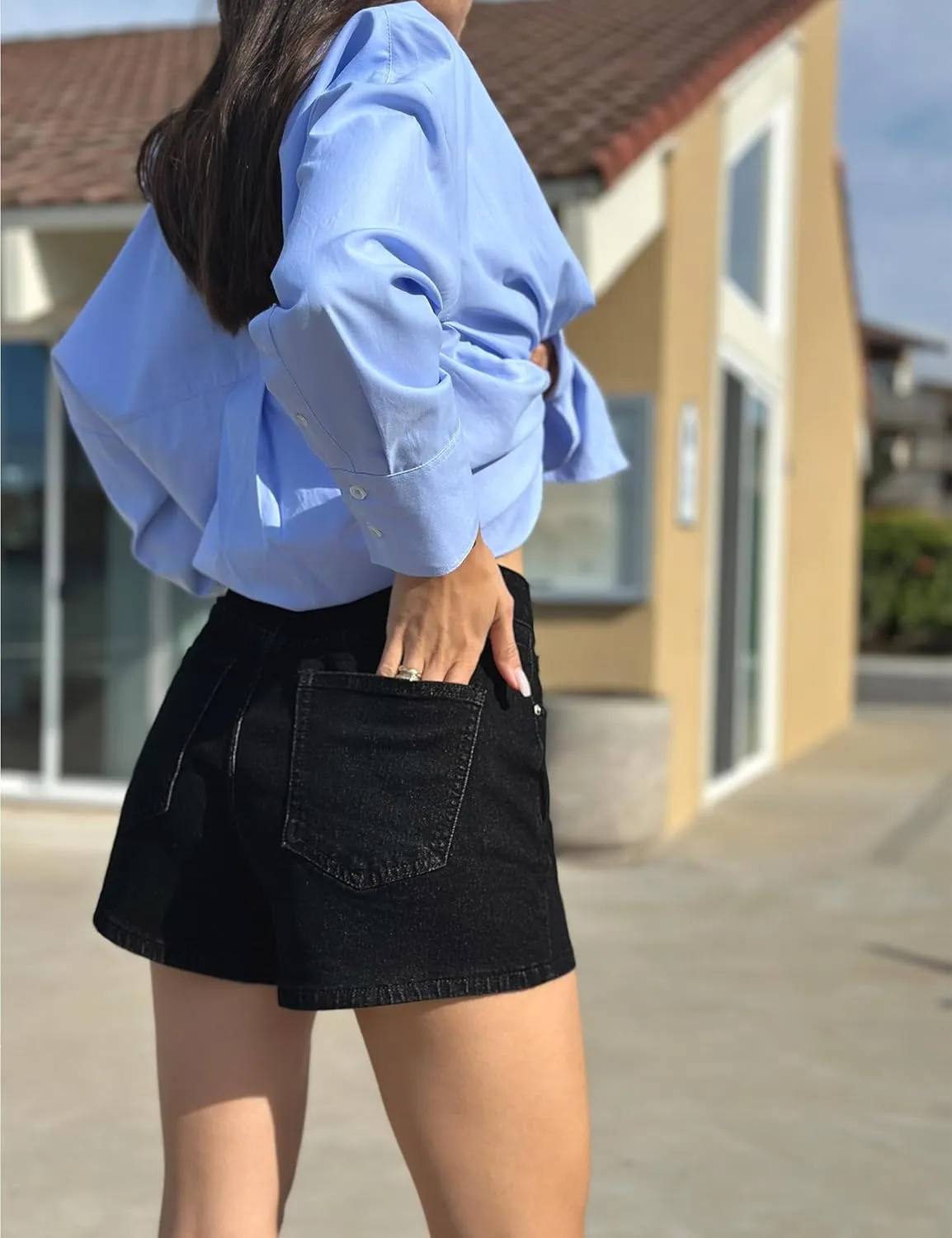 luvamia Jean Shorts for Women High Waisted Trendy Summer Casual Wide Leg Stretchy Denim Jorts Distressed Cut Off Shorts