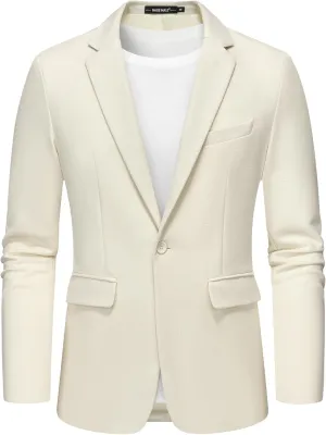 MAGE MALE Men's Blazer Casual Knit Sport Coat Slim Fit Suit Jacket Notch Lapel One Button Blazers