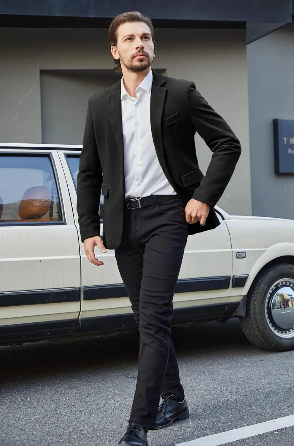 MAGE MALE Men's Blazer Casual Knit Sport Coat Slim Fit Suit Jacket Notch Lapel One Button Blazers
