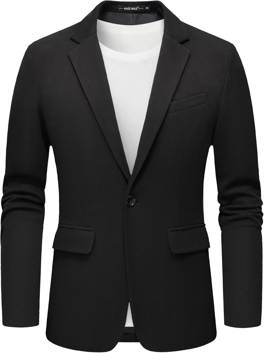MAGE MALE Men's Blazer Casual Knit Sport Coat Slim Fit Suit Jacket Notch Lapel One Button Blazers