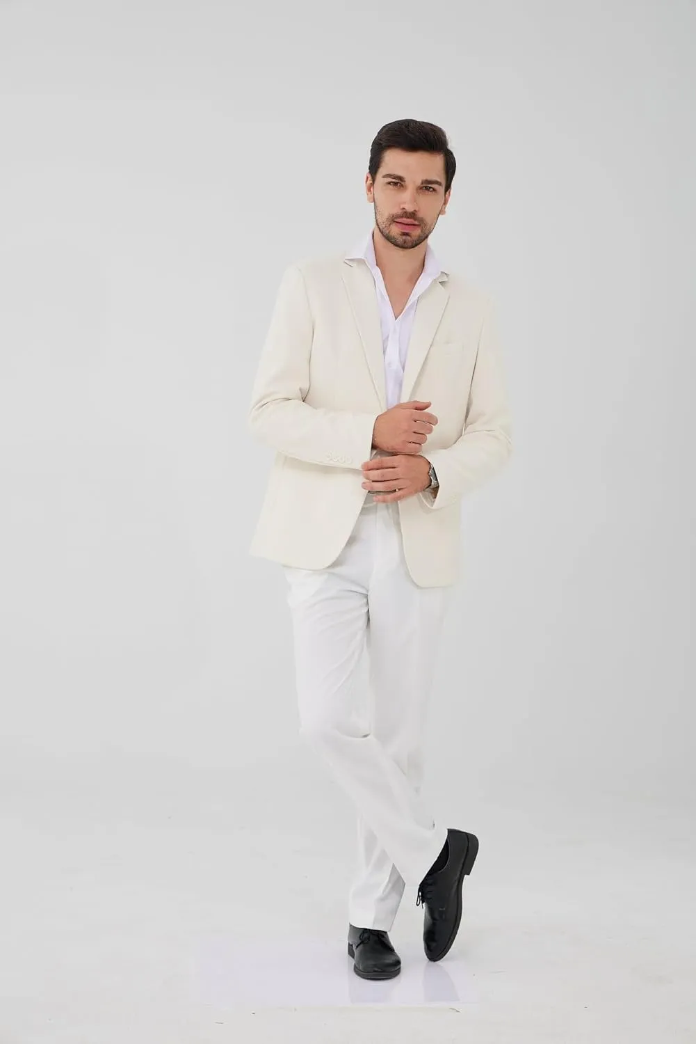 MAGE MALE Men's Blazer Casual Knit Sport Coat Slim Fit Suit Jacket Notch Lapel One Button Blazers