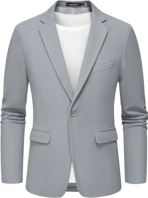 MAGE MALE Men's Blazer Casual Knit Sport Coat Slim Fit Suit Jacket Notch Lapel One Button Blazers