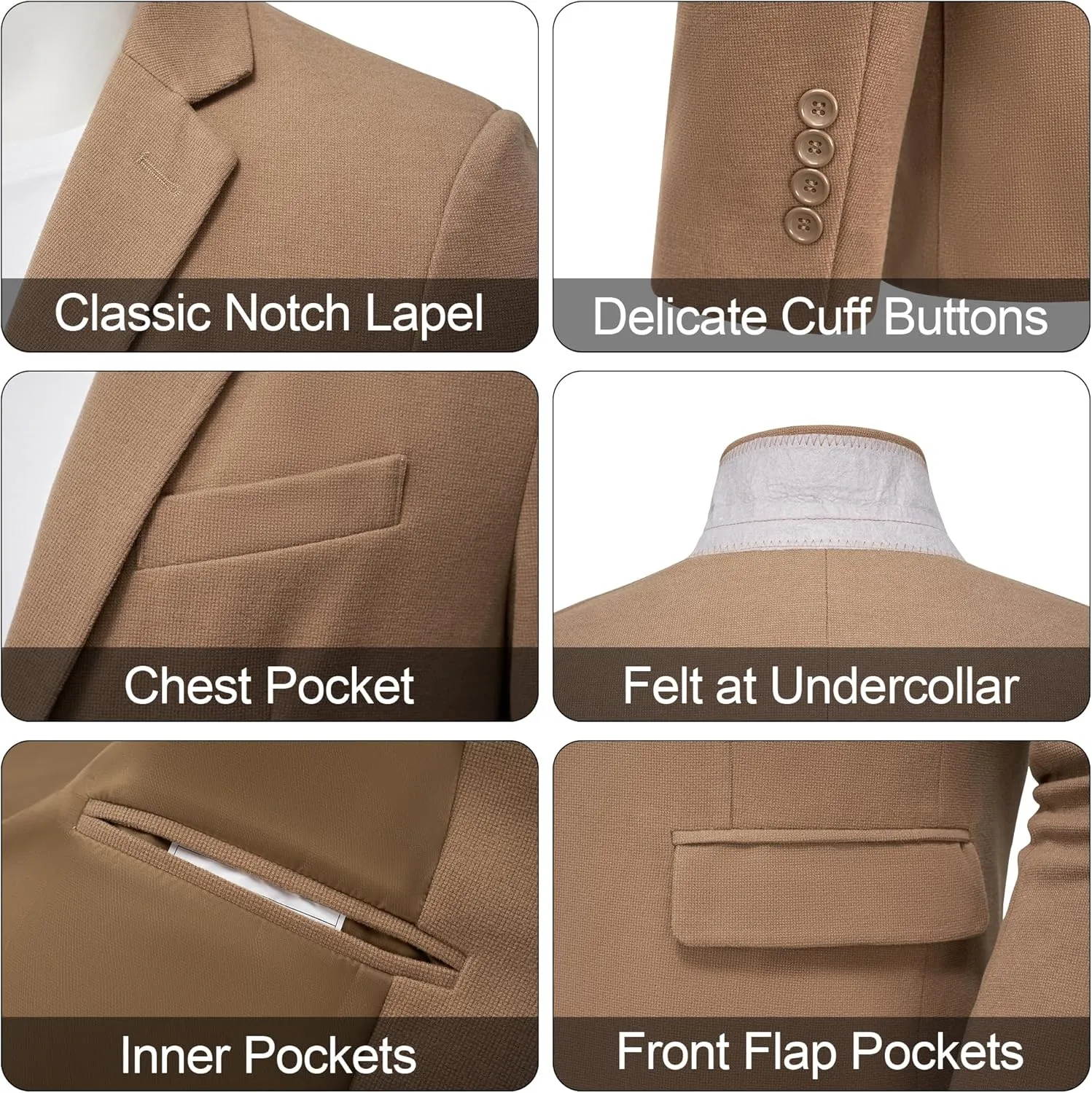 MAGE MALE Men's Blazer Casual Knit Sport Coat Slim Fit Suit Jacket Notch Lapel One Button Blazers