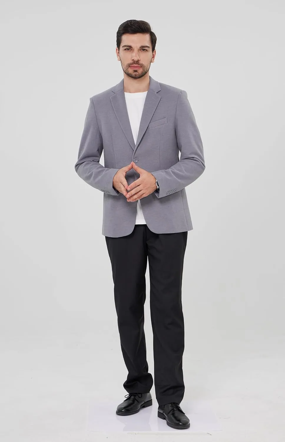 MAGE MALE Men's Blazer Casual Knit Sport Coat Slim Fit Suit Jacket Notch Lapel One Button Blazers