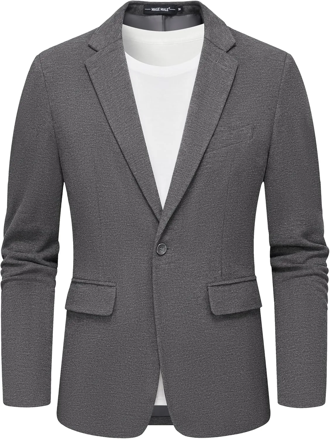 MAGE MALE Men's Blazer Casual Knit Sport Coat Slim Fit Suit Jacket Notch Lapel One Button Blazers