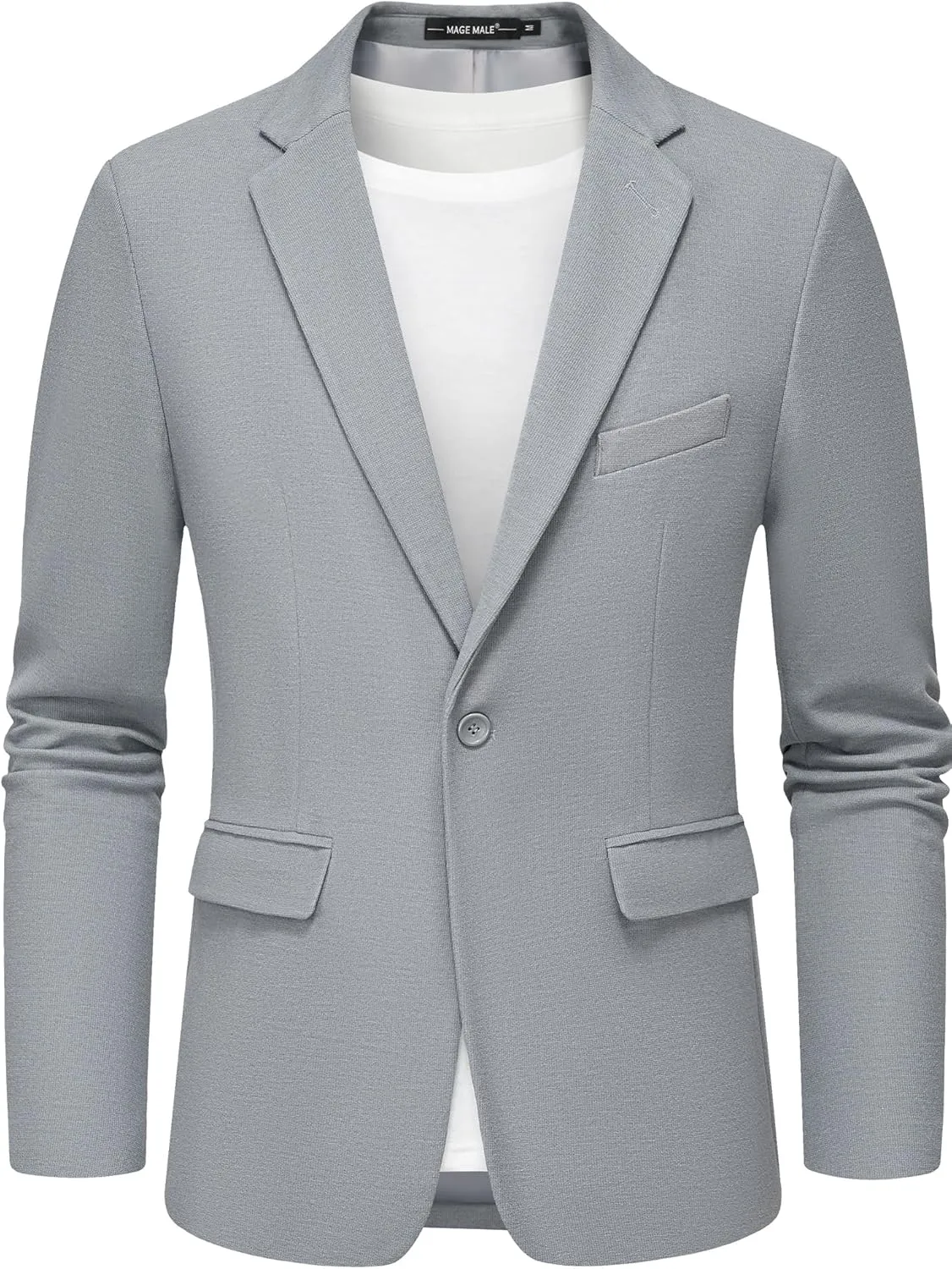 MAGE MALE Men's Blazer Casual Knit Sport Coat Slim Fit Suit Jacket Notch Lapel One Button Blazers
