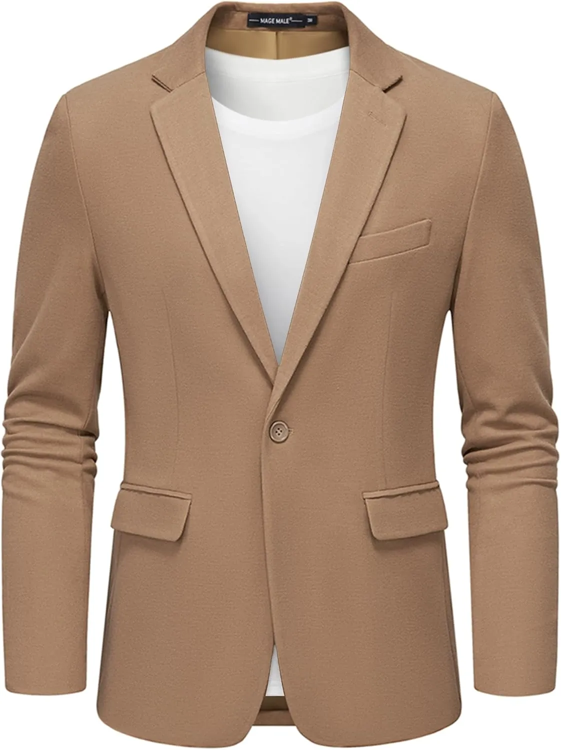 MAGE MALE Men's Blazer Casual Knit Sport Coat Slim Fit Suit Jacket Notch Lapel One Button Blazers