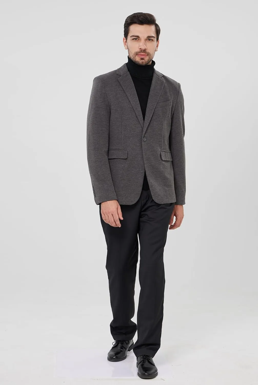 MAGE MALE Men's Blazer Casual Knit Sport Coat Slim Fit Suit Jacket Notch Lapel One Button Blazers
