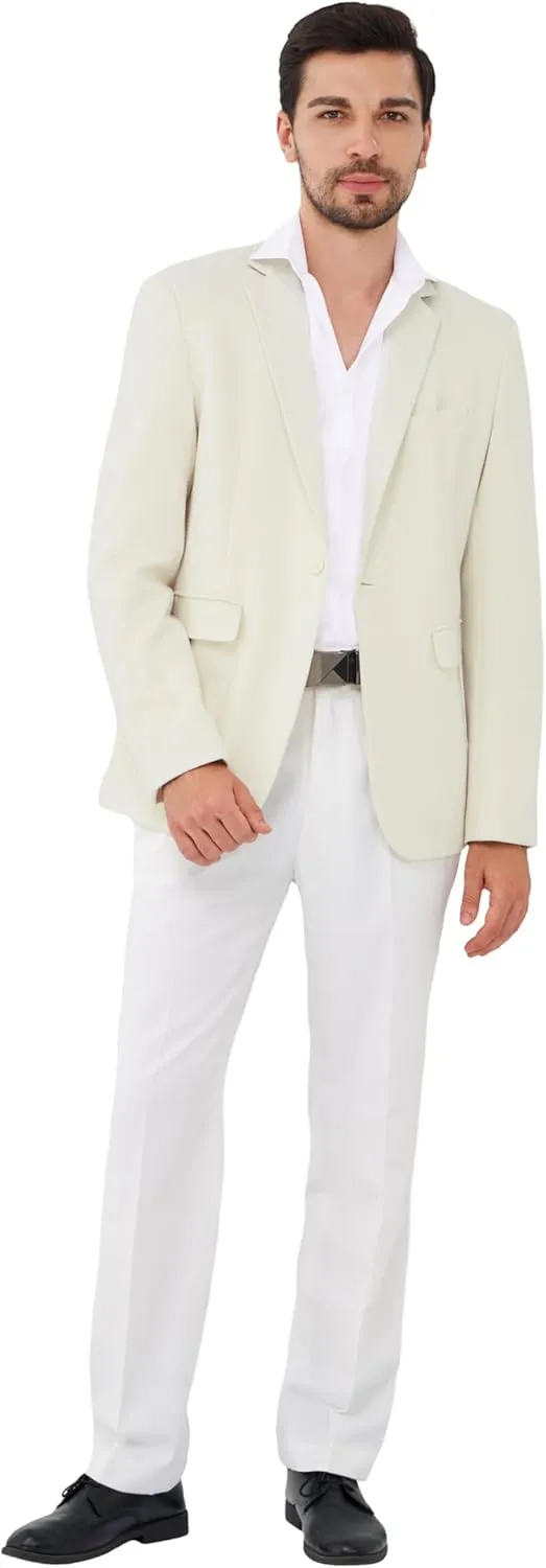 MAGE MALE Men's Blazer Casual Knit Sport Coat Slim Fit Suit Jacket Notch Lapel One Button Blazers