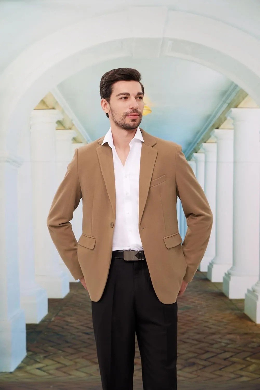 MAGE MALE Men's Blazer Casual Knit Sport Coat Slim Fit Suit Jacket Notch Lapel One Button Blazers