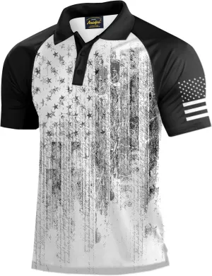 Mainfini Men's Short Sleeve Golf Shirt 1776 USA Flag Graphic Button Polo Shirt (S-3XL)
