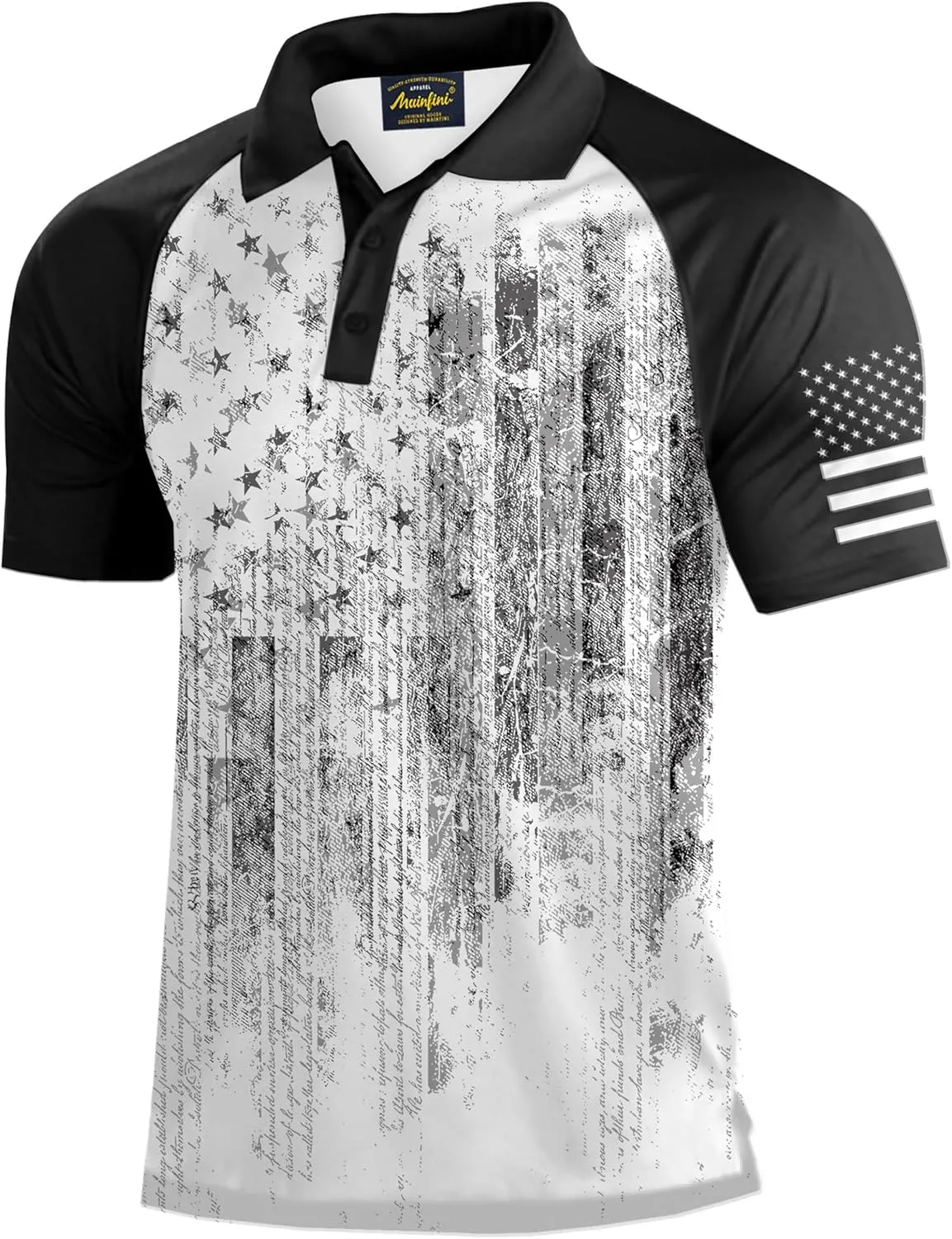 Mainfini Men's Short Sleeve Golf Shirt 1776 USA Flag Graphic Button Polo Shirt (S-3XL)