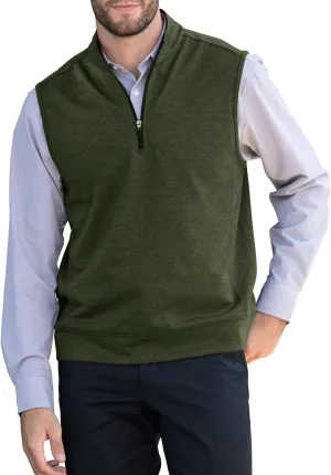 Makkrom Mens Quarter Zip Sleeveless Golf Vest Pullover Stand Collar Casual Vests Outerwear