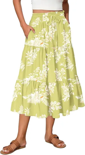Maternity Maxi Skirt for Women High Waist A-Line Flowy Boho Maxi Skirt Summer