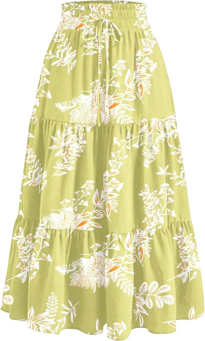 Maternity Maxi Skirt for Women High Waist A-Line Flowy Boho Maxi Skirt Summer