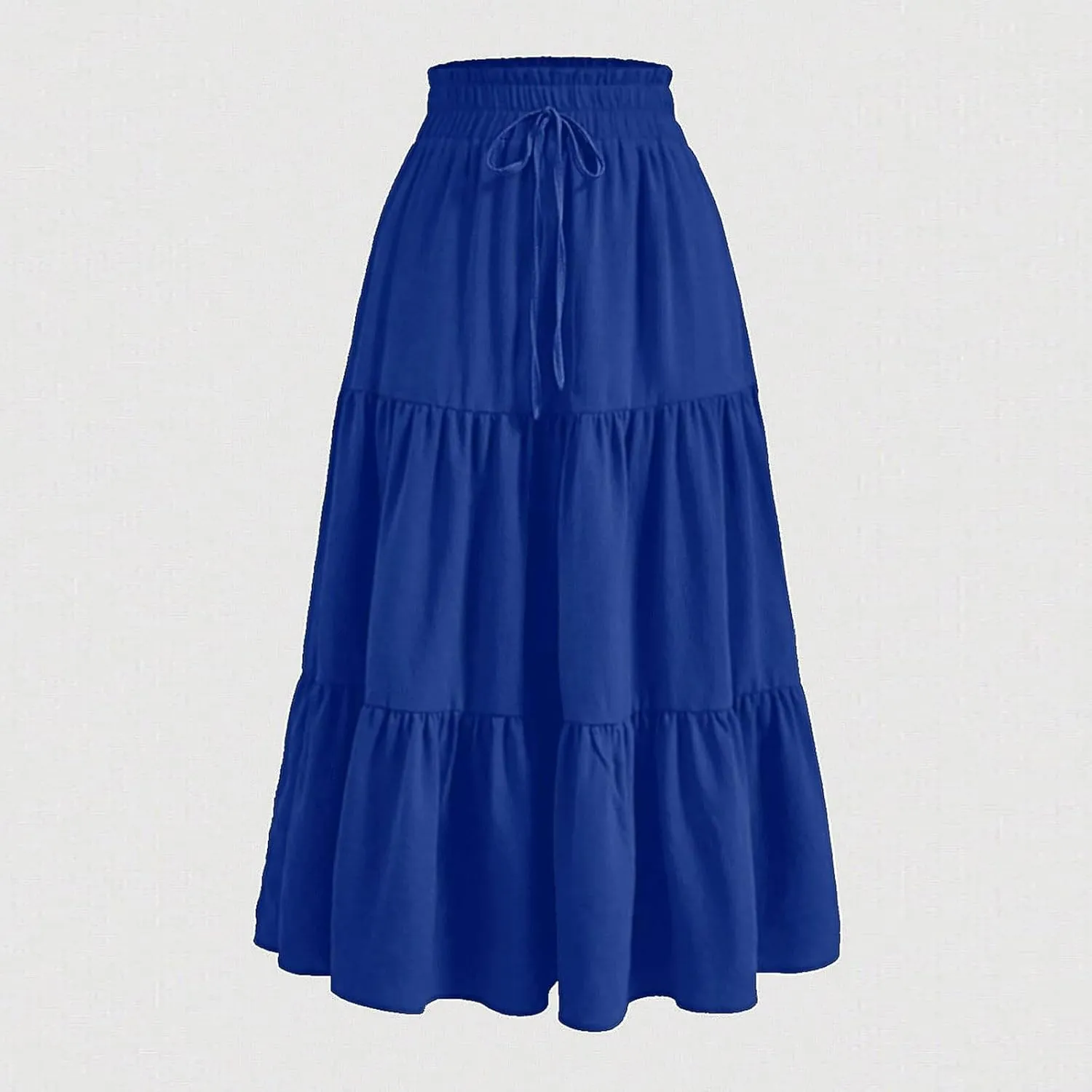 Maxi Skirts for Women 2025 Summer Fashion Flowy Pleated Long Skirt Casual Boho High Waisted Drawstring A Line Skirts