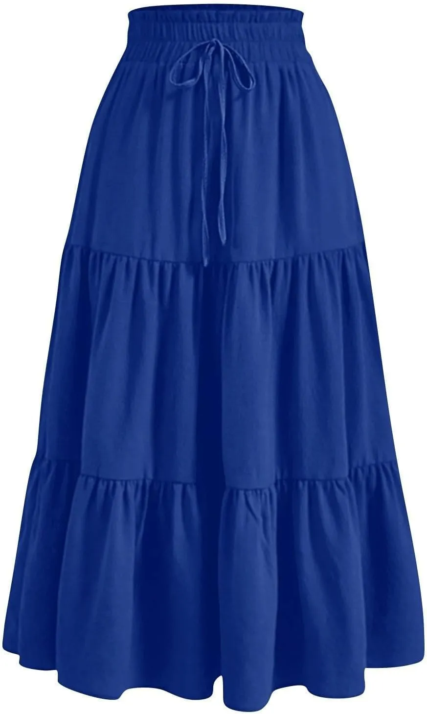 Maxi Skirts for Women 2025 Summer Fashion Flowy Pleated Long Skirt Casual Boho High Waisted Drawstring A Line Skirts