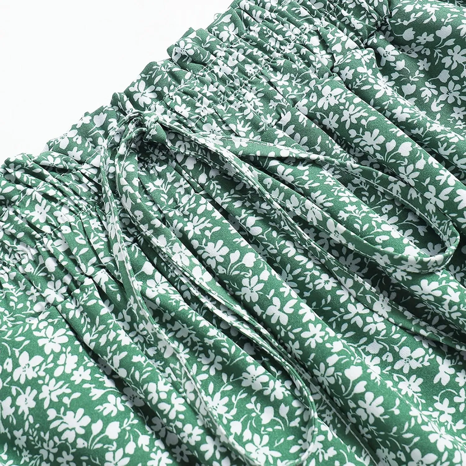 Maxi Skirts for Women Boho Floral Print Tiered Flowy Skirt Vacation Elastic Drawstring Waist A Line Pleated Skirt