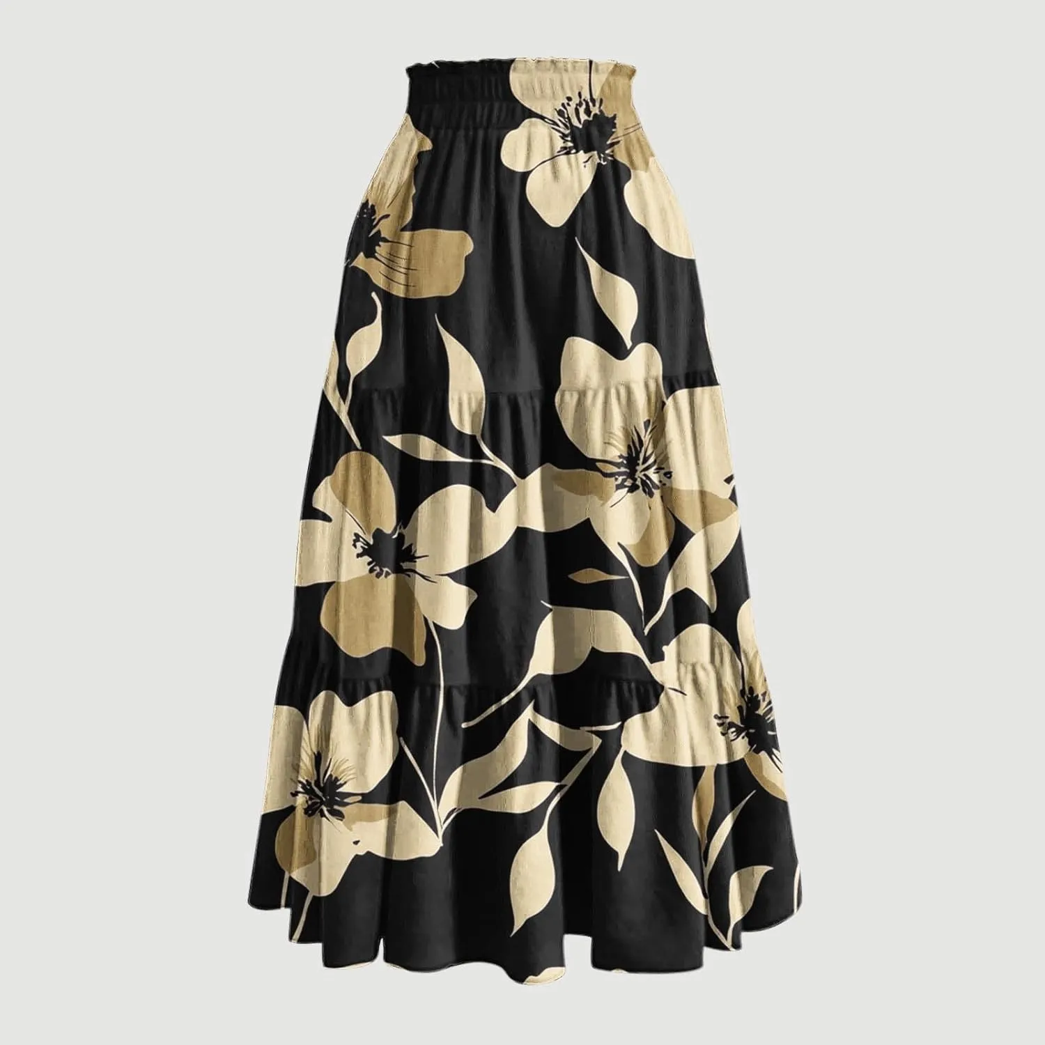 Maxi Skirts for Women Long Tiered A-Line Skirt 2025 Fashion Drawstring High Waist Ankle Length Summer Beach Clothes