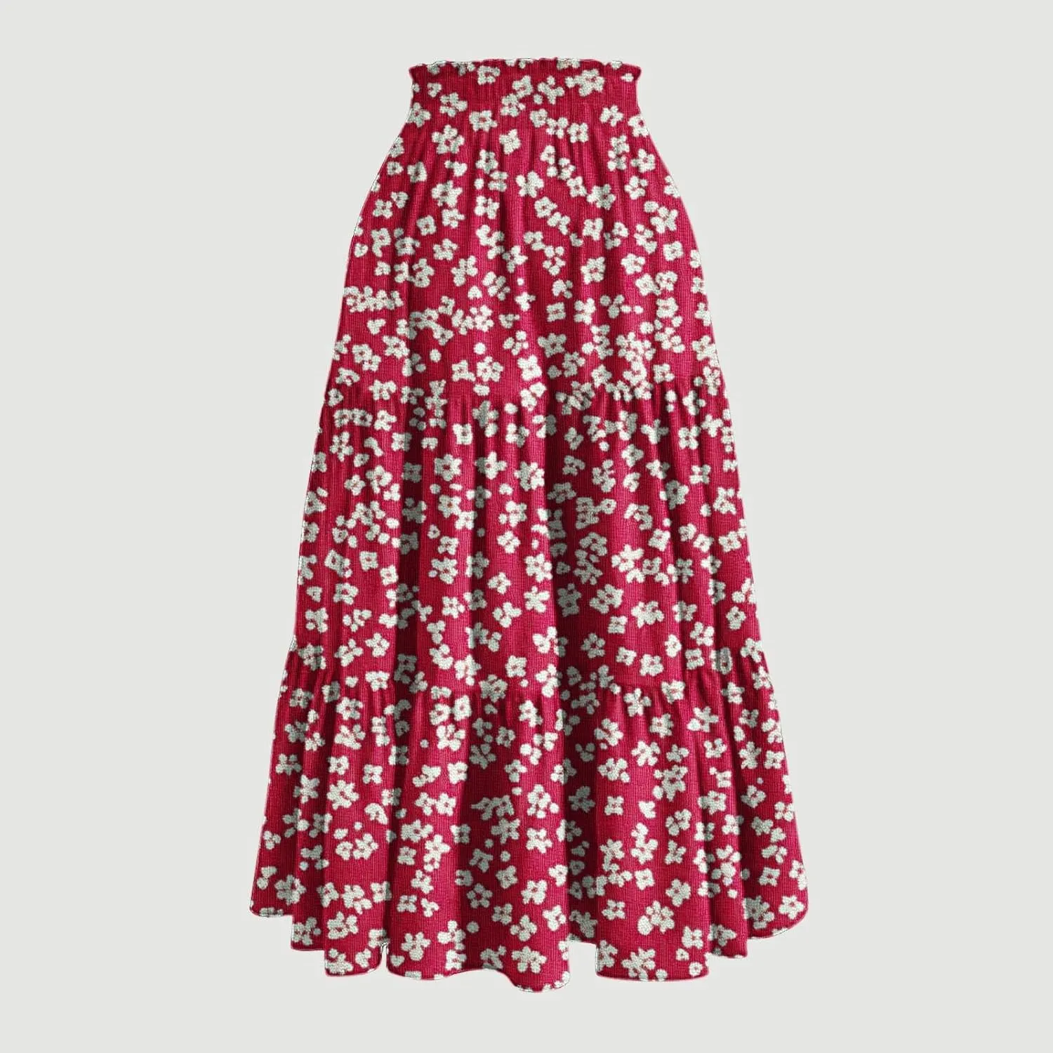 Maxi Skirts for Women Long Tiered A-Line Skirt 2025 Fashion Drawstring High Waist Ankle Length Summer Beach Clothes