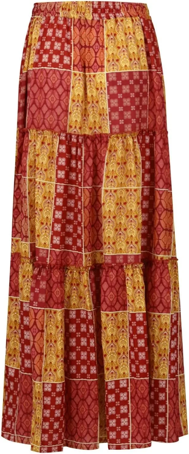 Maxi Skirts,Pleated Flowy Long Skirts for Women 2025 High Waisted Womens Boho Maxi Skirt with Pockets Trendy