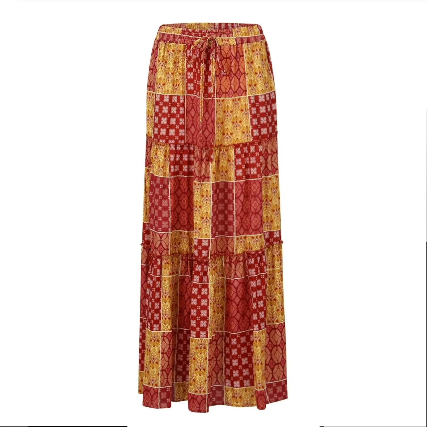 Maxi Skirts,Pleated Flowy Long Skirts for Women 2025 High Waisted Womens Boho Maxi Skirt with Pockets Trendy