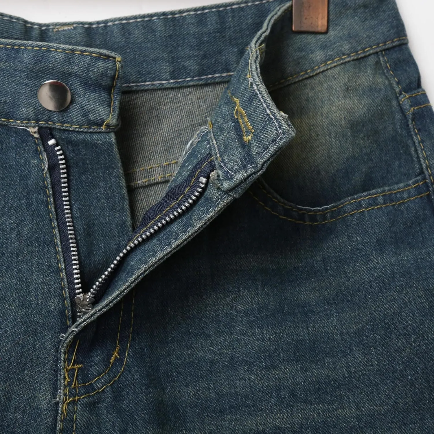 Men Loose Fit Denim Shorts Baggy Summer Casual Wide Leg Long Jean Jorts Hip Hop Shorts Streetwear with Pockets