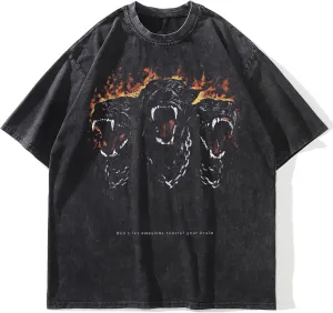 Men T-Shirt Streetwear Aesthetic Graphic Tee Shirt Vintage Faded Black Hipster
