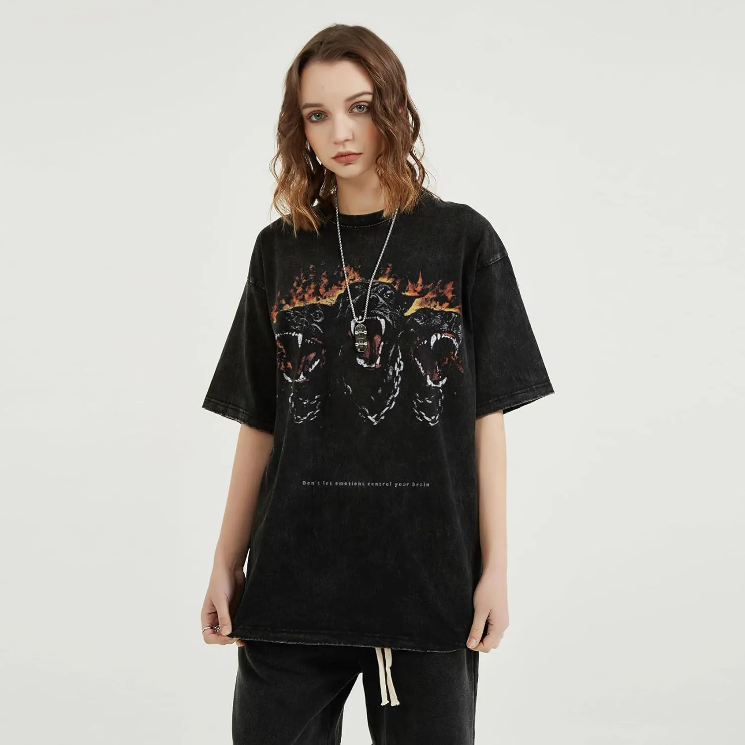 Men T-Shirt Streetwear Aesthetic Graphic Tee Shirt Vintage Faded Black Hipster