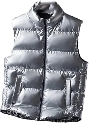 Men Women Winter Warm Vests Cotton-Padded Jackets Sleeveless Solid Color Waistcoat