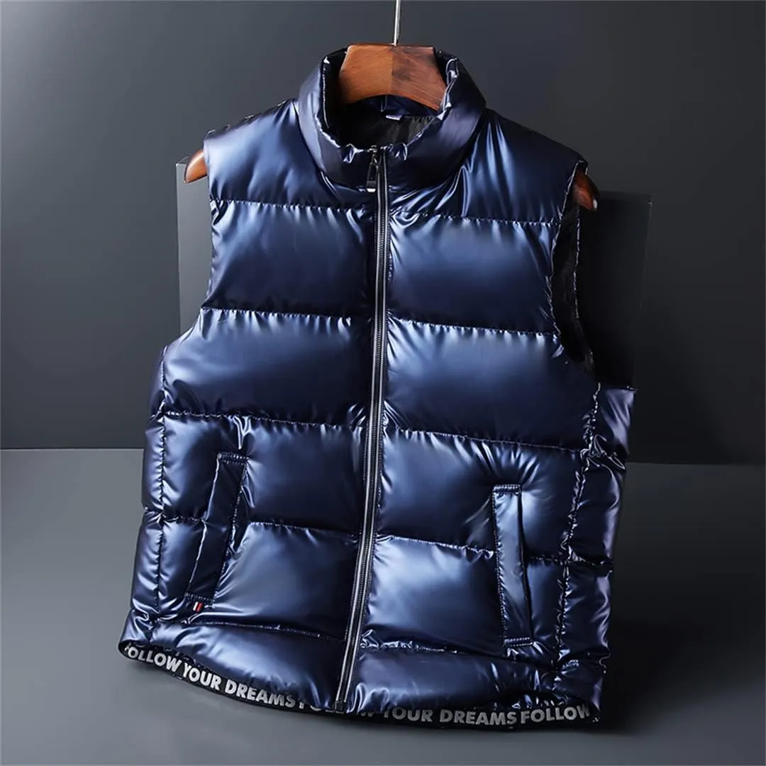 Men Women Winter Warm Vests Cotton-Padded Jackets Sleeveless Solid Color Waistcoat