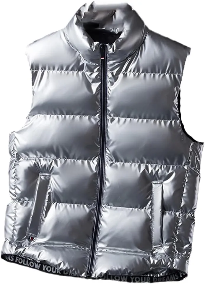Men Women Winter Warm Vests Cotton-Padded Jackets Sleeveless Solid Color Waistcoat