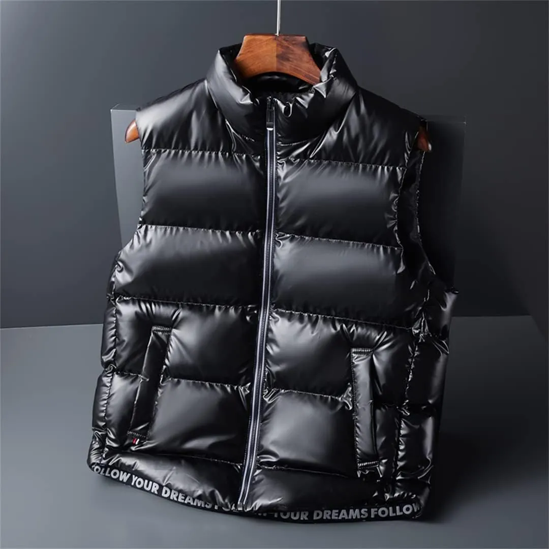 Men Women Winter Warm Vests Cotton-Padded Jackets Sleeveless Solid Color Waistcoat